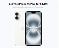 US UK CA AU NZ|CC Submit|Get The iPhone 16 Plus for $2.50|All Devices logo