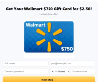 US UK CA AU NZ|CC Submit|Get Your Wallmart $750 Gift Card for $2.50!|All Devices logo