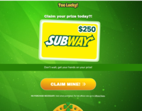 US|SOI|TooLucky $250 Subway Gift Card|All devices logo